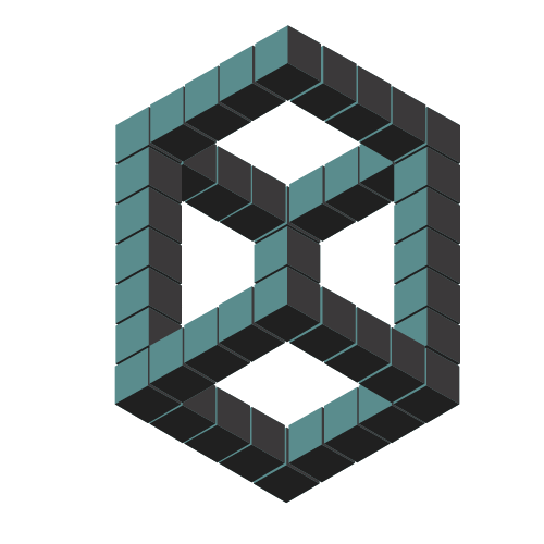 Symbolbild 3D-Würfel Element des Terraposs Logos in Großaufnahme